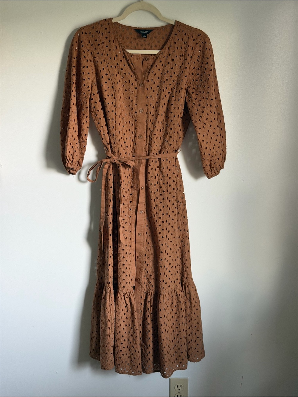 Simply Vera Vera Wang Rust Eyelet Button-Front Midi Dress